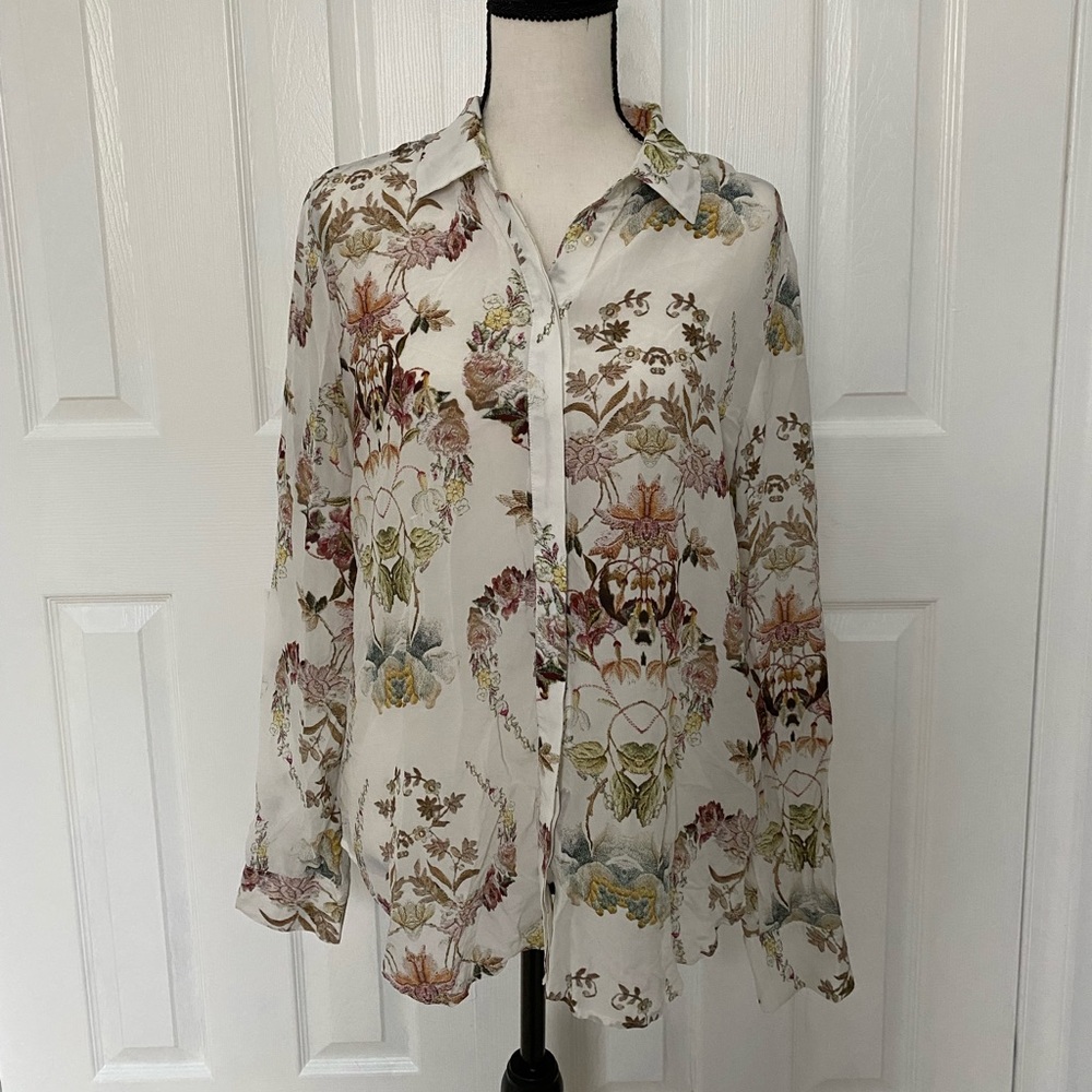 100% Silk Joe Fresh Button Down Blouse